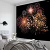 Tapisseries feu d'artifice flamme impression fond noir tapisserie décoration mur tissu suspendu