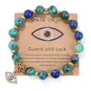 Glückliche türkische blaue Evil-Eye-Karte, 8 mm Fluorit-Sodalith-Steinperlen, handgefertigtes elastisches Armband für Männer und Frauen, Yoga, Reiki-Schmuck