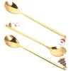 Spoons 3 Pcs Christmas Spoon Set Stainless Steel Dessert Scoops Style Home Gold Suit Coffee Mixing Designed Flatware Themed