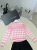 tracksuits autumn Dress suits for Girls Size 110-160 CM 2pcs Shoulder button embellished round neck knit and short skirt Sep25