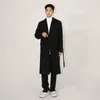 Wełna męska syuhgfa podwójnie piersi wełniany płaszcz 2023 Autumn Zima zagęszczony brytyjski styl mankietowy mankiet koreański