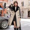 Women's Fur Winter 2023 Pai Overcomes Black Splice Mid Length Mink Collar Lace Up Nick Coat