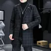 Hommes laine YASUGUOJI 2023 mode hommes Plaid Blazer décontracté coupe ajustée veste manteau à manches longues hommes vêtements Streetwear