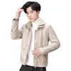 Herren Pelz Herren Lederjacke Herbst Winter Mantel Kleidung Samt Dicker Kragen Große Größe Fleece Faux Biker Trend