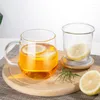 대나무 뚜껑이있는 찻잔 gianxi 투명한 붕소 유리 컵 물 별도의 꽃 필터 음주