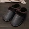 Slippers FONGIMIC Mannen Slippers Winter PU Lederen Slippers Warme Indoor Slipper Waterdichte Huis Schoenen Mannen Warme Lederen Slippers 230926