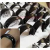 Band Rings 50Pcs Black Ring 6Mm Width Flat Arc Shape 316L Stainless Steel Men Women Elegant Classic Jewelry Wholesale Lots Drop Delive Dhwhu