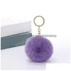 Porte-clés Fluffy Fourrure Pom Porte-clés Solide Couleur Soft Faux Boule Chaîne Femmes Sac Suspendu Porte-Pendentif Porte-clés Accessoires Drop Livraison Dh9Vs