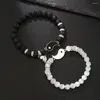 Bedelarmbanden Liefhebbers Paar Yin Yang Armband Set Voor Vrouw Mannen Magneet Hart Bijpassende Stenen Kralen Yoga Tai Chi Sieraden accessoires