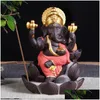 Duftlampen 4 Farben Keramik Ganesha Elefant Gott Buddha Statuen Rückfluss Weihrauchbrenner Home Office Kegel Drop Lieferung Garten De Dhiws