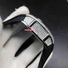 Montre-bracelet tendance pour hommes, style Hip Hop, avec boîtier en diamant, grande lunette en diamant, bracelet en caoutchouc noir, automatique et mécanique, W299k