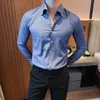 Men's Dress Shirts High Quality 4XL-S Business Formal Wear Long Sleeve Shirts For Men Clothing 2023 Slim Fit Casual V Neck Blouse Homme Tuxedo Sale YQ230926