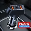 PD 20W 3-портовое автомобильное зарядное устройство для телефона Быстрая зарядка 3A QC3.0 Быстрая зарядка типа C Зарядные устройства USB-C Автоматический адаптер питания для IPhone Samsung Xiaomi GPS