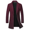 Herenwollen herfst/winter effen kleur windjack Slim-fit winddicht jasje Revers Business Casual