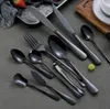 Servis uppsättningar svart färg rostfritt stål skedar gafflar knivar flatvaror set titan pläterad bordsartar kaffe teskedar sn4153