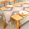 Bordslöpare Pink Modern Geometric Art Design Linen Rectangle Table Runner Tyg täcker Anti-Slip Stain för middag Celebrate Party Decor 230926