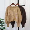 Women's Knits Hsa Knitted Cardigan Women Casual Elegant Sweater Coats Office Lady 2023 Autumn Floral Y2k Crop Tops Female Korean Fashion
