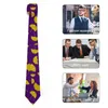 Bow Ties Ginkgo Biloba Print Tie Yellow and Purple Design Neck Kawaii Rolig krage för unisex dagliga slitage slipstillbehör