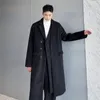 Casaco De Lã Masculino Coreano Com Carcela Dupla Moda Sense Light Luxuoso Tweed Outono E Inverno Bonito Médio Longo