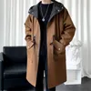 Men's Trench Coats Europe The United States Coat Long Clothes Autumn Winter Plus Fat Handsome Loose Hooded Windproof