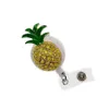 10pcs / lot porte-clés rétractable émail strass cristal jaune fruit forme d'ananas badge porte-bobine clip médical pour decorati2838