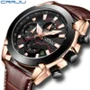 CRRJU Mens Fashion Sport Watches Men Quartz Stopwatch Date Reloj de cuero masculino Reloj impermeable Relogio Masculino276i