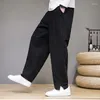 Calças masculinas 2023 estilo chinês jacquard casual reto solto sweatpants primavera e outono retro harajuku harem plus size