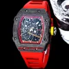 9 styles High Quality Watches 67-02 TPT Carbon Miyota Automatic Mens Watch Skeleton Dial Textile Bracelet Gents Wristwatches