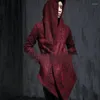 Giacca da cappotto gotica con mantello di lana da uomo Giacca a vento lunga con cappuccio sottile Autunno e inverno Versione coreana di lana