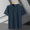 Camiseta masculina de secagem rápida, manga curta, gola redonda, respirável, fitness, corrida, esportes, 2024, tops, roupas