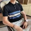 Koszulki męskie 2023 Wysokiej jakości Mężczyźni Polo koszulka Koszulka Business Casual Striped Modna moda Slim Fit Man Krótkie rękawie gorąca wyprzedaż S-4xl YQ230926