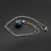 Pendanthalsband 1st Retro Blue Water droppar Pet Ashes Souvenir Mini Cremation Wishing Bronze Necklace Ash med kedjan