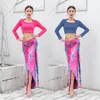 Scen Wear Asymmetric Belly Dance Outfit Overkirt Justerbar Fit Elastic Waistband Bellydance Kjol Tie-Dry Costume Class