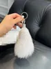 Keychains Luxury Fluffy Real Fur Tail Keychain Genuine Metal Ring Pendant Bag Charm For Women