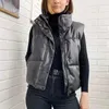 Kvinnors västar 2023 Autumn Winter Pu Leather Vest Women Jacket Coat Outwear Puffer Kvinnlig ärmlös Puffy Solid Down