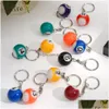 Keychains Lanyards 16Pcs/Set Mini Billiards Shaped Keyring Assorted Colorf Pool Small Ball Keychain Creative Hanging Decorations Drop Dhtx2