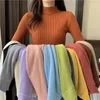 Damenpullover Jocoo Jolee Autumn Basic Bottoming Sweater Top Damen gerippter, weicher, Stehkragen, elastischer Pullover, warm, einfarbig, schmaler Pullover 230925