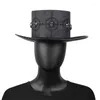 Berretti Steampunk Cappello a cilindro per donna Costume da festa di Halloween Cosplays Accessorio gotico Uomo nero con decori con teschio