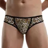 Mutande da uomo sexy slip bikini in seta di ghiaccio estate sottile biancheria intima traspirante stampa leopardata pantaloncini da uomo indumenti da notte A50