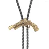 Pendentif Colliers Motif d'herbe Vintage Bolo Tie Collier Chemise Chaîne Collier En Cuir Métal