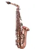Saxophone Alto Eb courbé en Bronze rouge de haute qualité, Instrument à vent à motif sculpté avec étui de transport