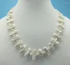 Choker Super! Biwa Pearls Necklace Natural Japanese White Freshwater the Most Classic Ladies Jewelry 19 "