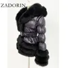 Parkas Femme ZADORIN manteau d'hiver femme chaud doudoune de canard blanc femmes manches détachables et capuche manteau en fausse fourrure veste bouffante noire 230926