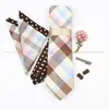 Bow Ties 5 PCS Cotton Cotton Fuction 7cm TIE Set Brooch Pin Clip Hankie Cufflink Men Party Daily Striped Floral Cravat Gift Cancory 230922