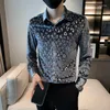 Camisas casuais masculinas leopardo impressão camisa de veludo 2024 outono inverno manter quente manga longa fino ajuste negócios sociais roupas masculinas