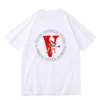 Modemärke vlone mäns t-shirt engelska tryckt kortärmad t-shirt för par att bära casual hip-hop lösa halv ärmar 2024 ny stil