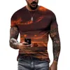 Homens camisetas verão luz solar mar areia estilo casual gráfico moda lazer impresso em torno do pescoço manga curta camisetas tops