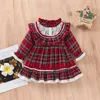 Robes de fille 1-7Y enfants filles robe de Noël bébé à manches longues dentelle garniture volants plaid robes vintage enfants fête princesse automne vêtements 230925