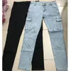 Herrtröjor tröjor jeans män byxor tvättar fast färg multi fickor denim mitt midja last plus storlek fahsion casual byxor man dagligen bär 230925