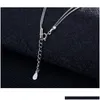 Pendanthalsband 925 Sterling Sier Halsband Dubbelskiktskedja Zirkonhjärthängen för kvinnor Kolye Choker S-N157 Drop Delivery Jew Otbji